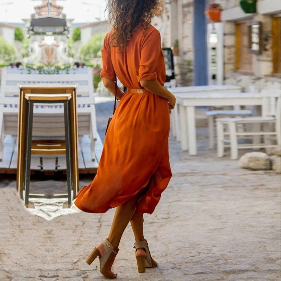Romina | Abito Estivo Con Tasche Da Donna | Midi