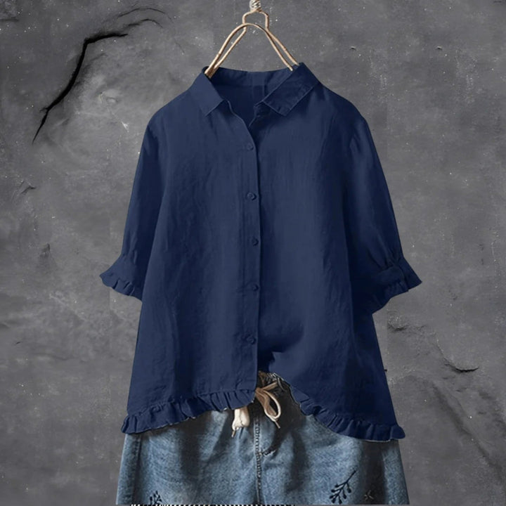 Comoda Camicia Con Volant Da Donna | Manica Corta