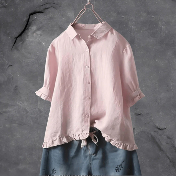 Comoda Camicia Con Volant Da Donna | Manica Corta