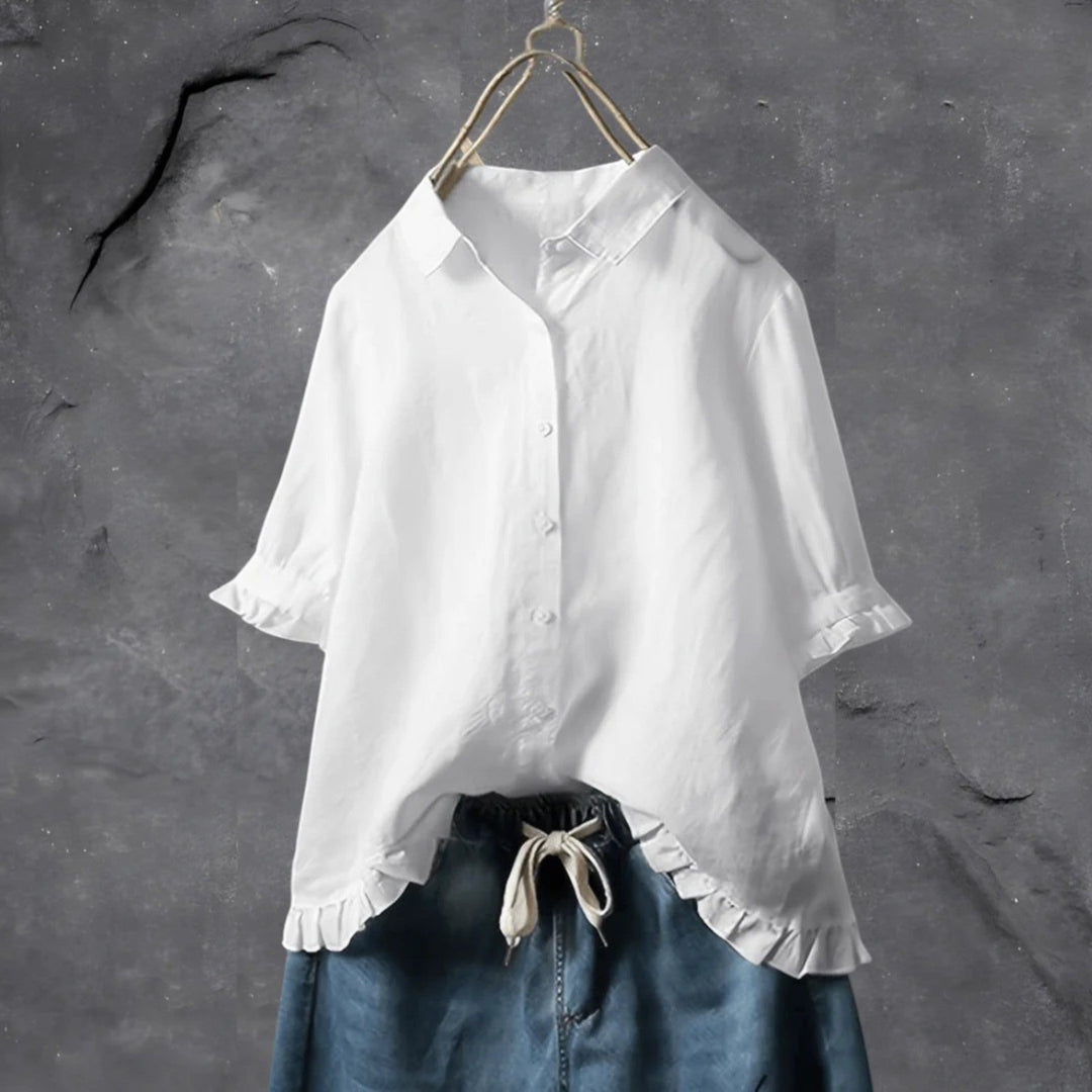 Comoda Camicia Con Volant Da Donna | Manica Corta