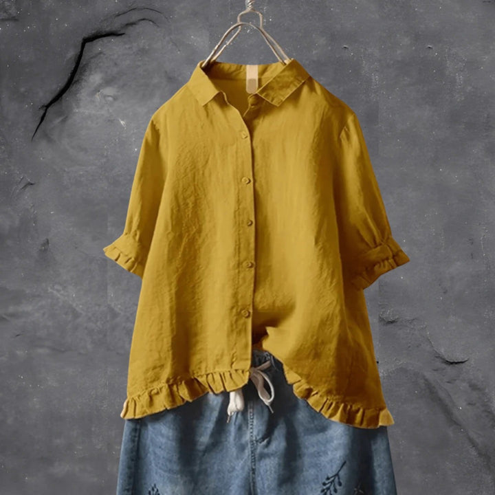 Comoda Camicia Con Volant Da Donna | Manica Corta