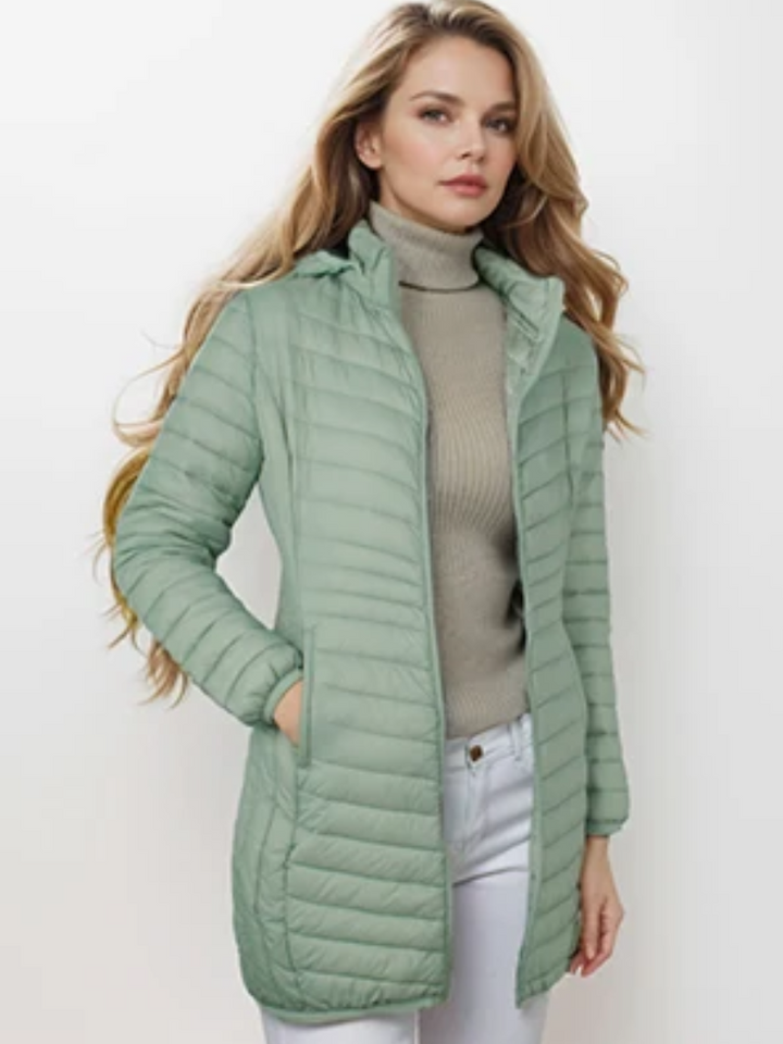 Women's Down Jacket With Hood | With Zipper