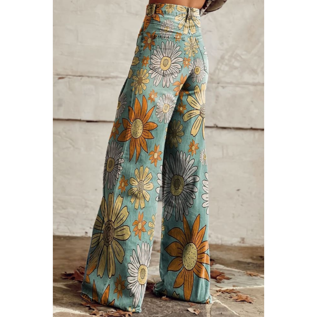 Jeans Casual A Gamba Larga Da Donna | A Fiori