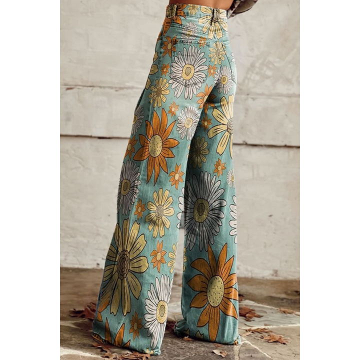Jeans Casual A Gamba Larga Da Donna | A Fiori