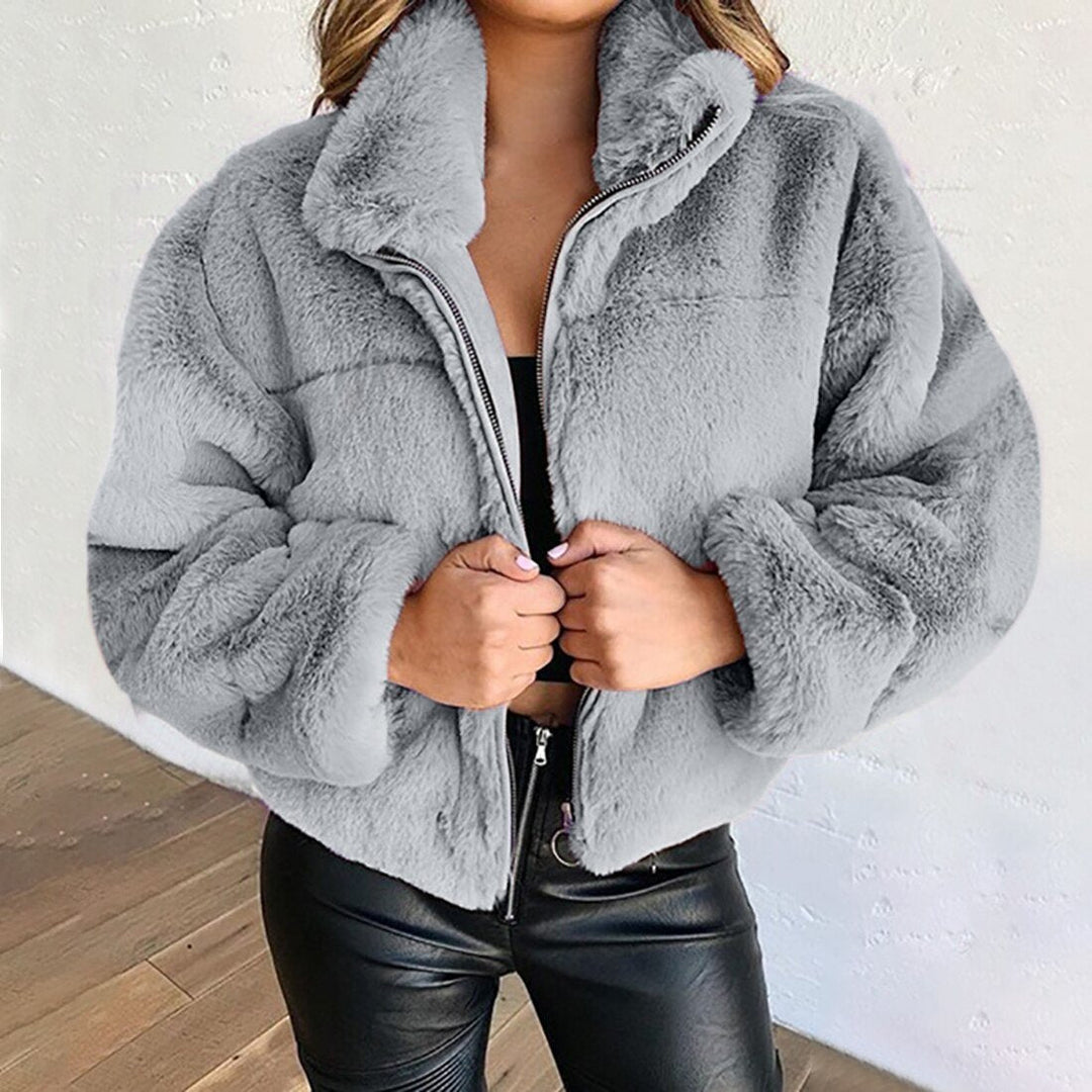 Luna Giacca Teddy Donna Corta – Faux Fur Morbido con Collo Alto e Chiusura a Zip