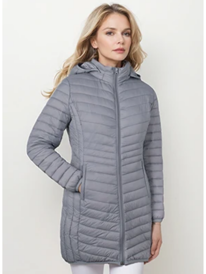 Women's Down Jacket With Hood | With Zipper