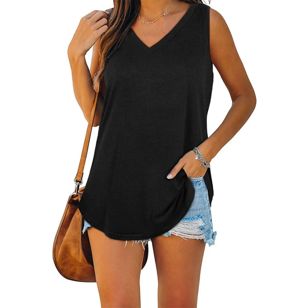 Top Comodo Con Scollo A V Per Donna | Senza Maniche