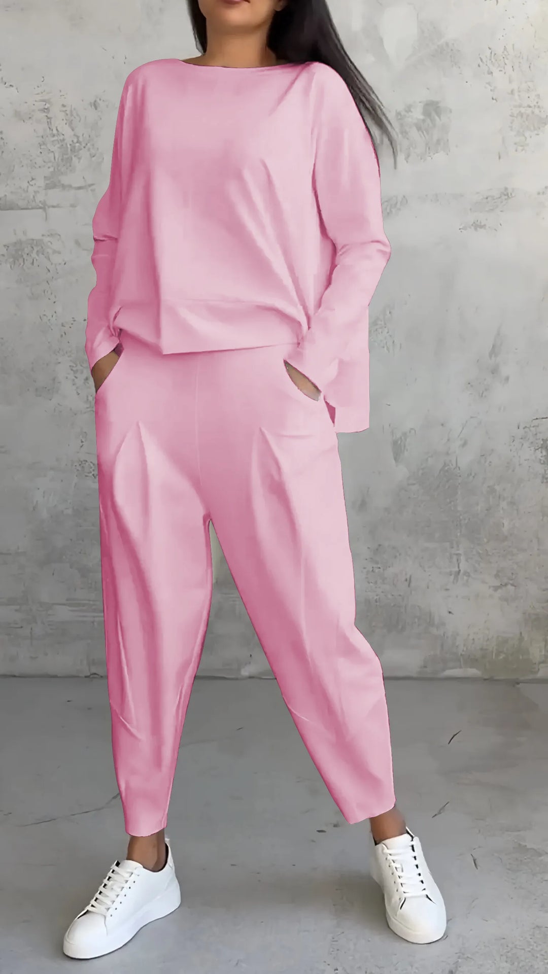 Set Casual Top E Pantaloni Harem Per Donna | Manica Lunga