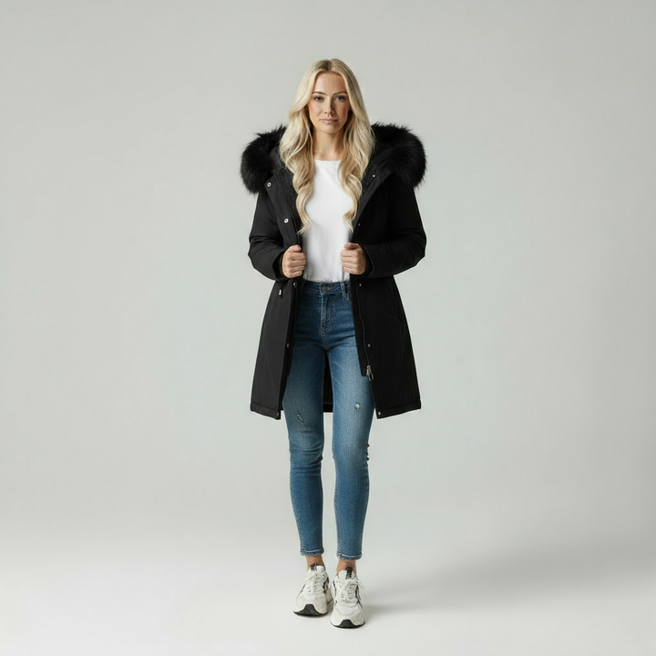 Lesly Parka Invernale Donna – Giacca Elegante con Collo in Eco Pelliccia e Fodera Calda
