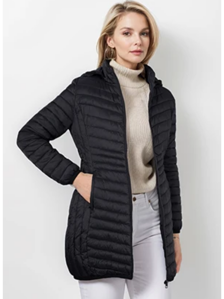 Women's Down Jacket With Hood | With Zipper