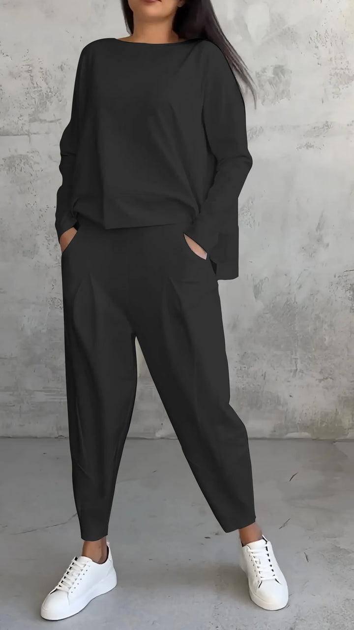 Set Casual Top E Pantaloni Harem Per Donna | Manica Lunga