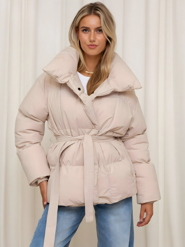 Bia Giacca Trapuntata Donna – Cappotto Elegante con Collo Oversize e Cintura