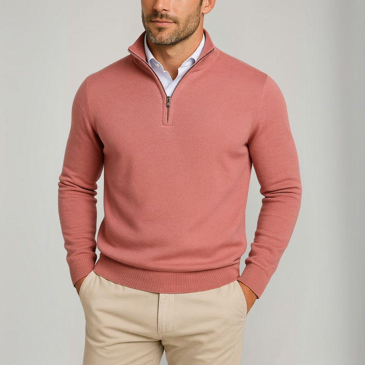 Reymond Maglione Uomo Quarter-Zip in Cotone – Slim Fit Traspirante & Stile Moderno