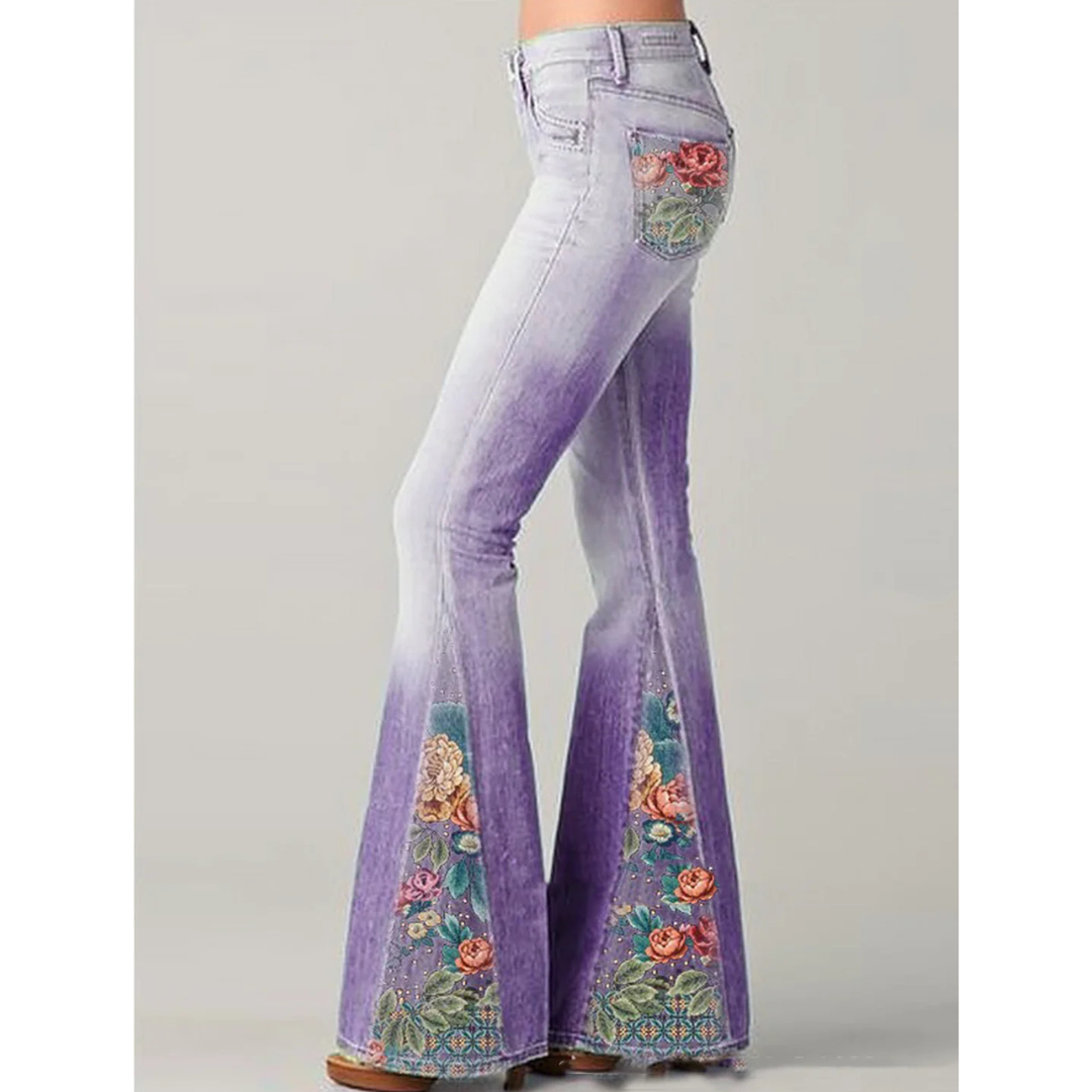 Jeans Da Donna Con Ricamo Floreale | Svasato