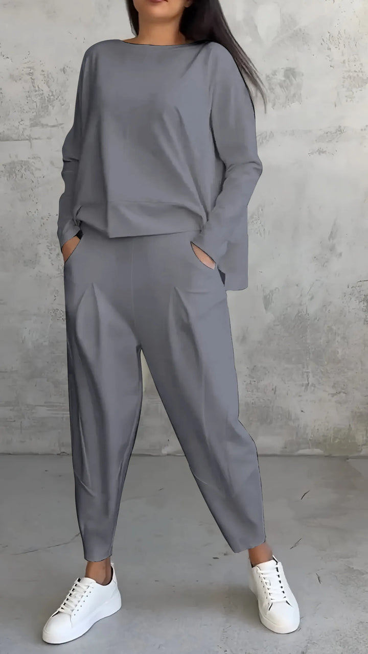 Set Casual Top E Pantaloni Harem Per Donna | Manica Lunga