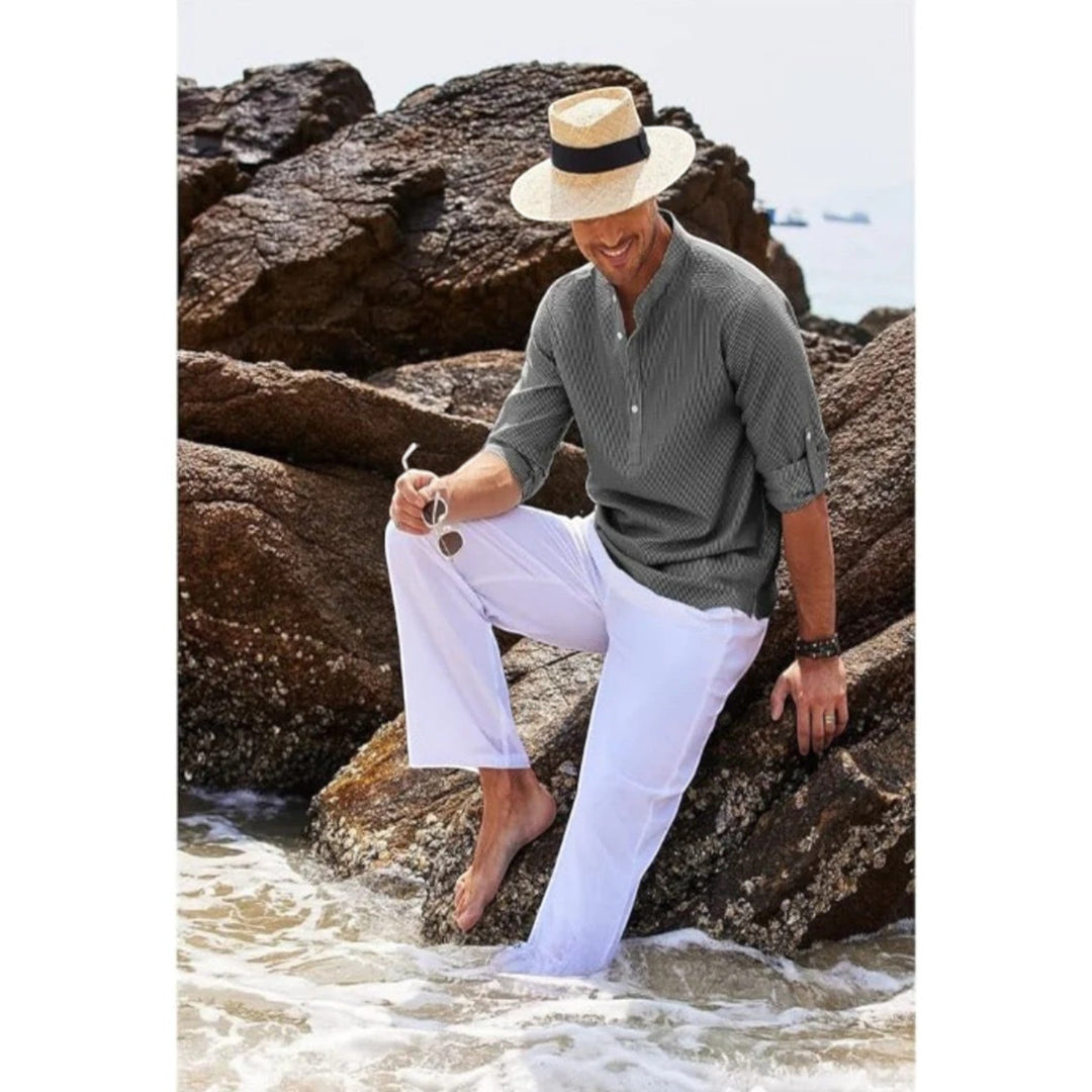 Pascal | Camicia Estiva Con Collo Alto Per Uomo | Maniche Lunghe