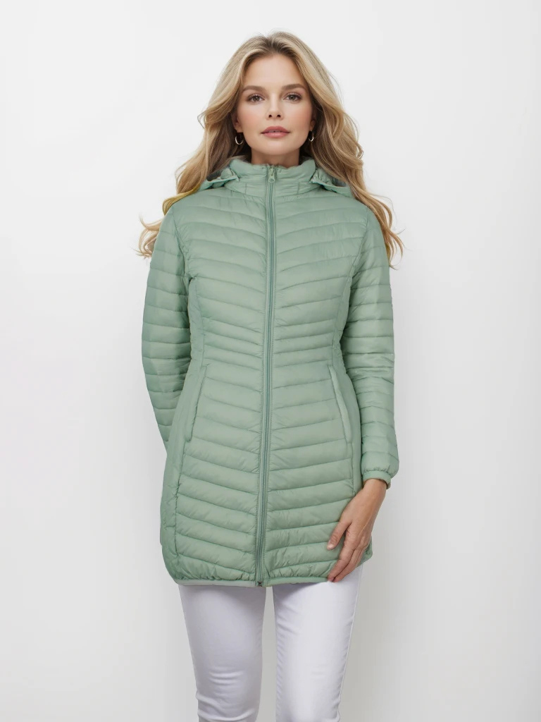 Women's Down Jacket With Hood | With Zipper