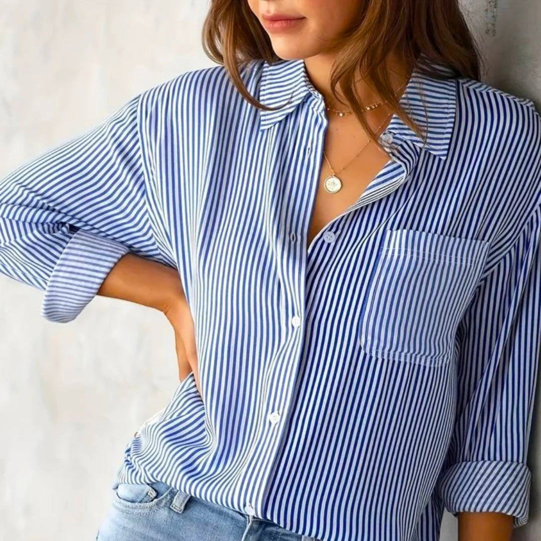 Amélie | Camicia Casual A Righe Da Donna | Manica Lunga