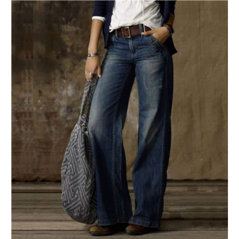 Jeans A Vita Alta Da Donna | Gamba Larga