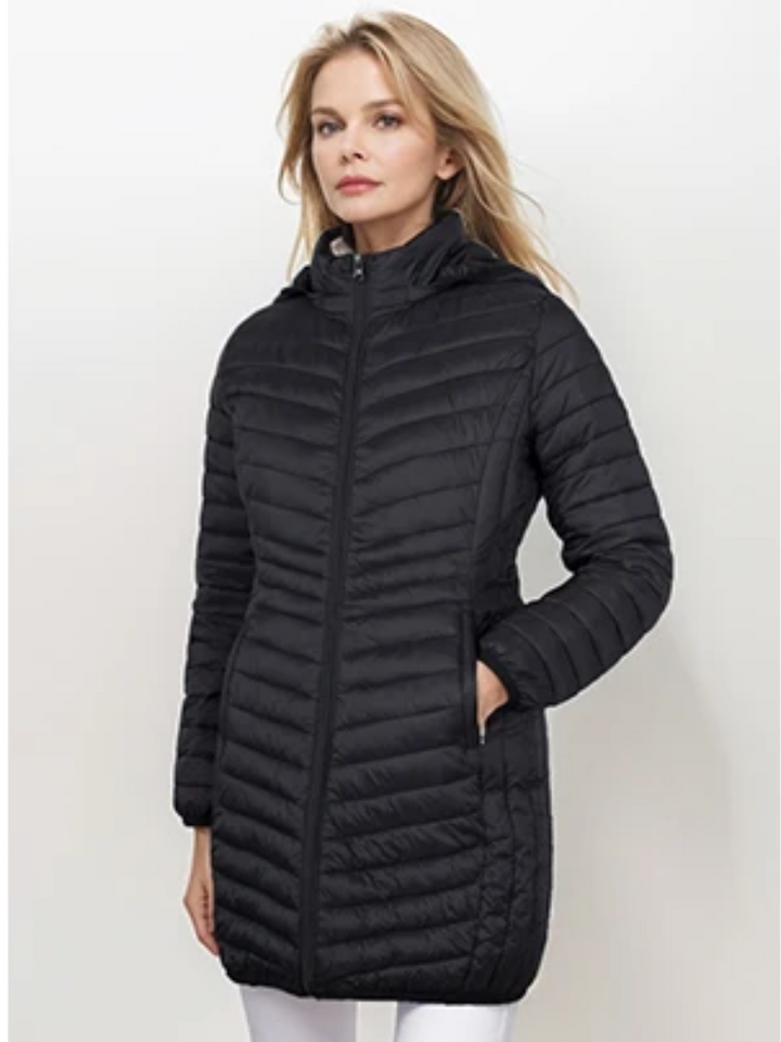 Women's Down Jacket With Hood | With Zipper