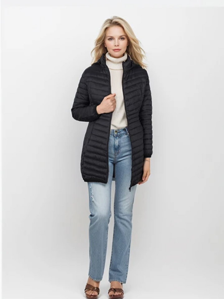 Women's Down Jacket With Hood | With Zipper