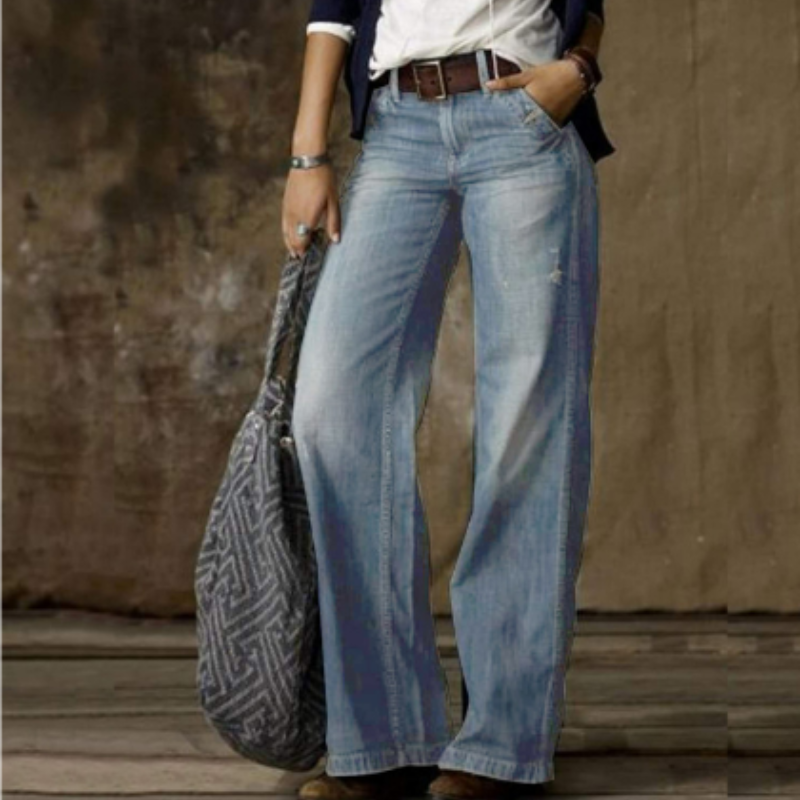 Jeans A Vita Alta Da Donna | Gamba Larga
