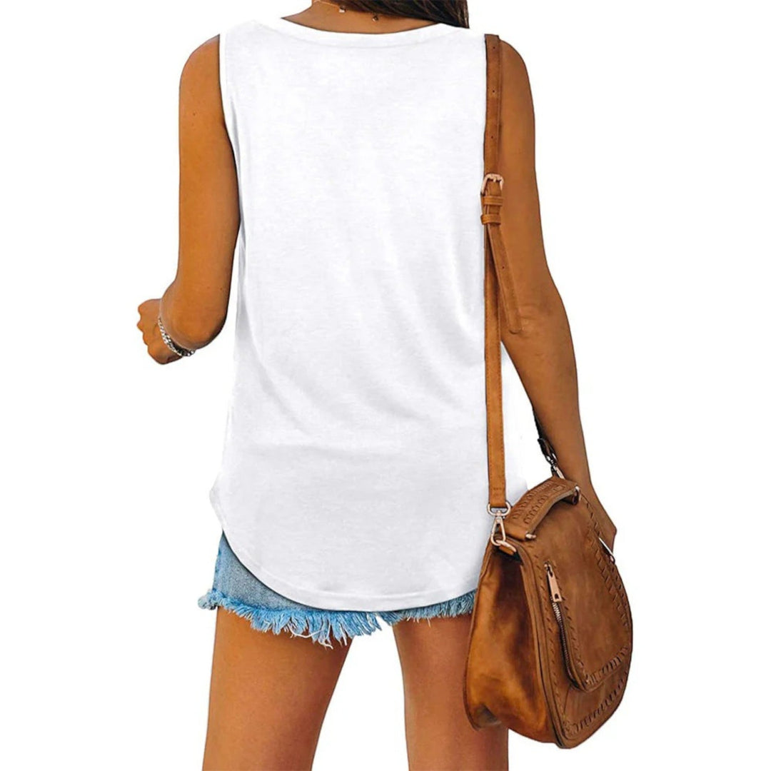 Top Comodo Con Scollo A V Per Donna | Senza Maniche