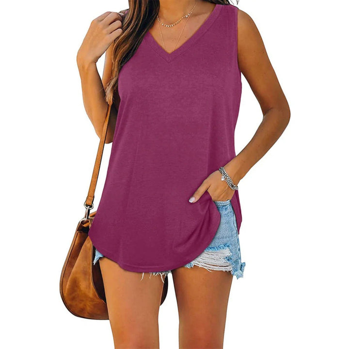 Top Comodo Con Scollo A V Per Donna | Senza Maniche