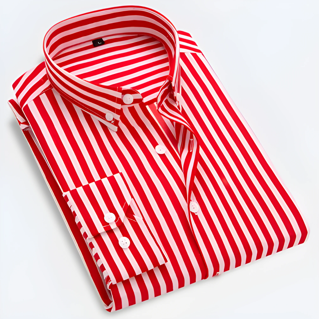 Camicia Da Uomo Con Abbottonatura | Colletto A Righe