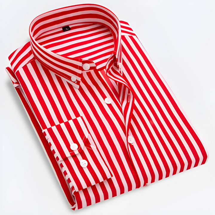 Camicia Da Uomo Con Abbottonatura | Colletto A Righe