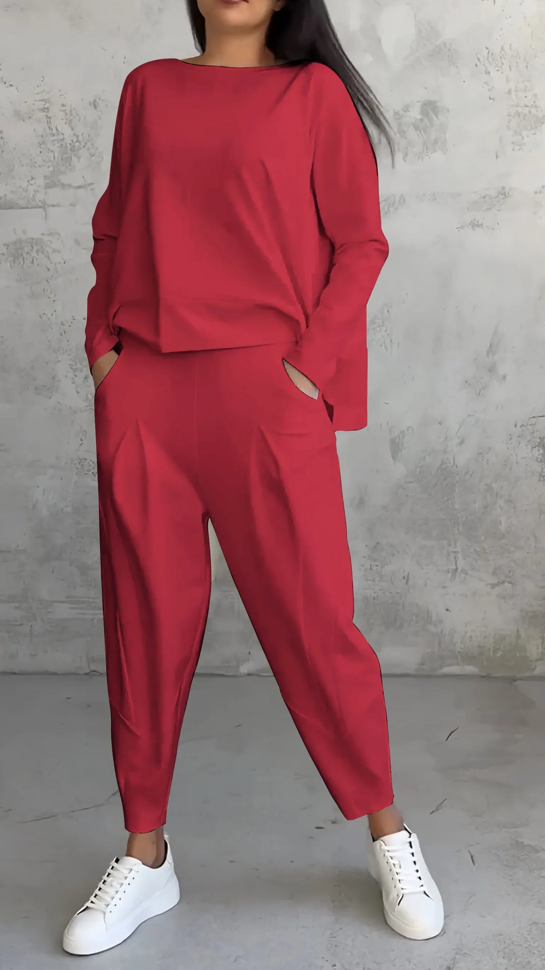 Set Casual Top E Pantaloni Harem Per Donna | Manica Lunga