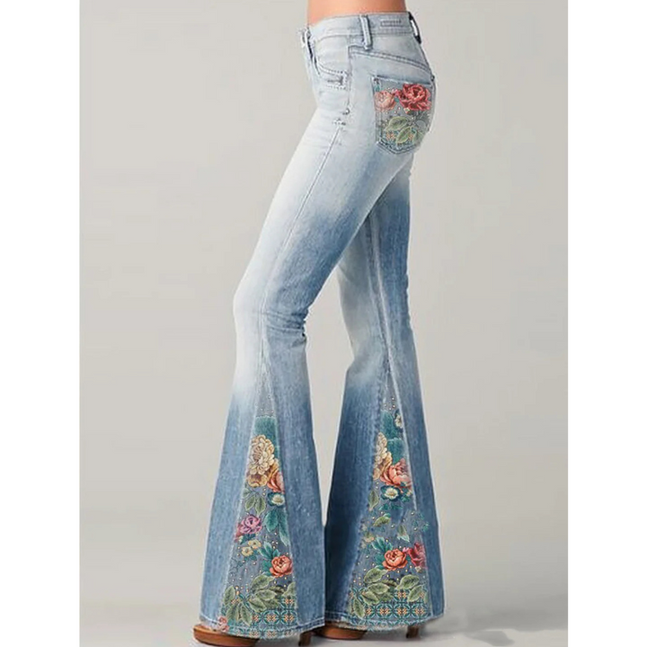 Jeans Da Donna Con Ricamo Floreale | Svasato