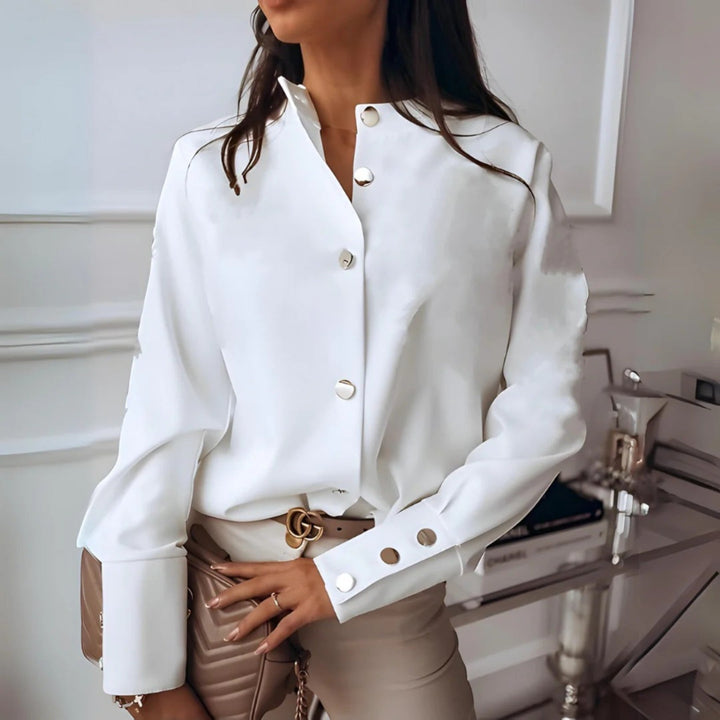 Indira | Elegante Camicia Con Collo Alto Da Donna | Manica Lunga
