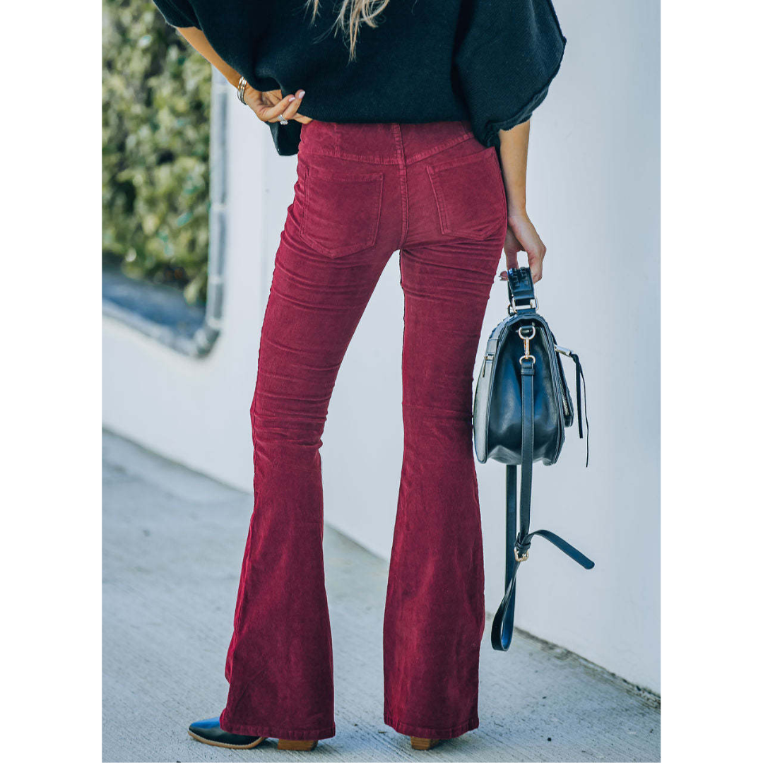 Jeans In Velluto A Coste Da Donna | Vita Alta