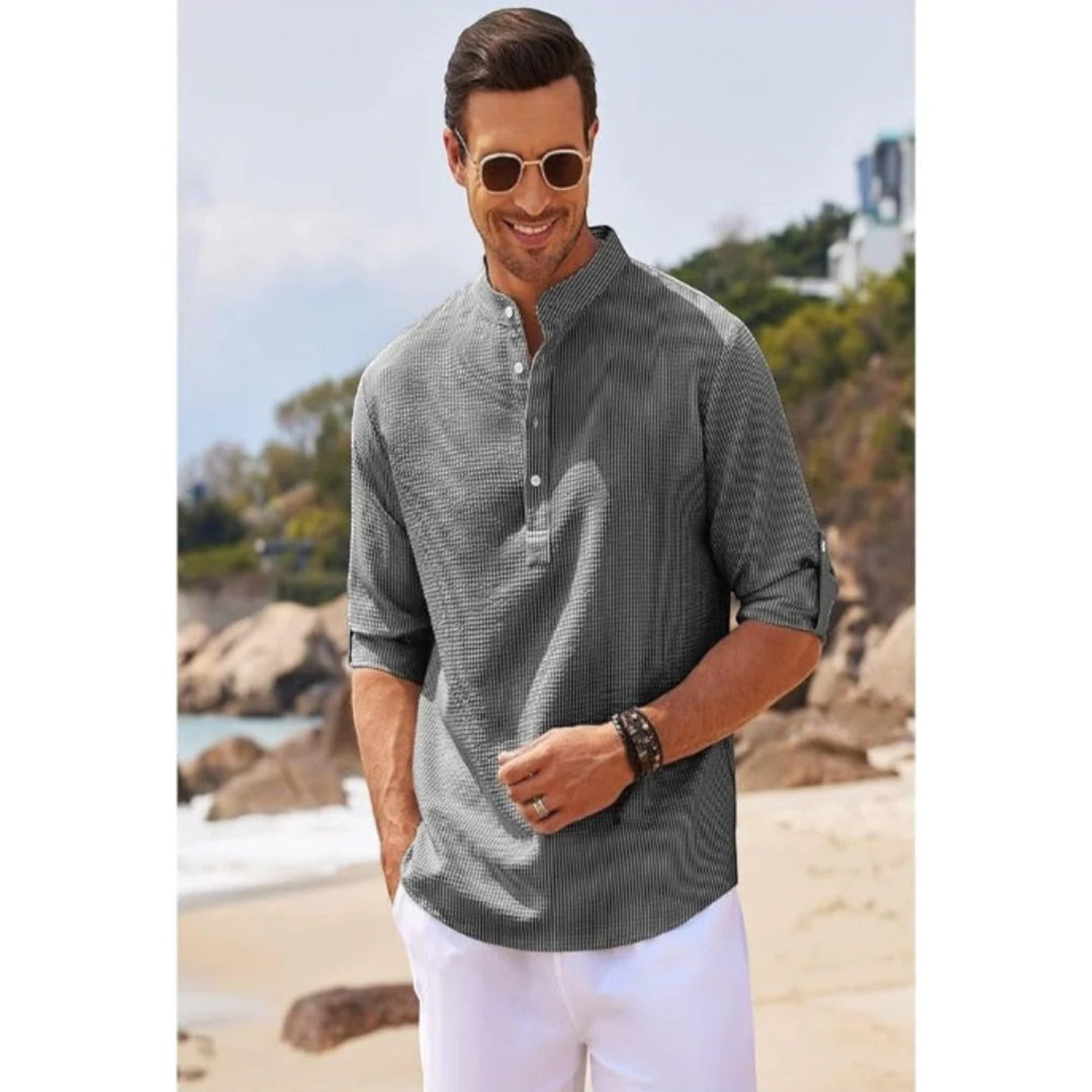 Pascal | Camicia Estiva Con Collo Alto Per Uomo | Maniche Lunghe