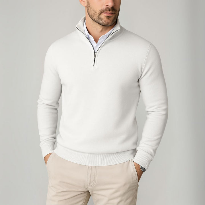 Reymond Maglione Uomo Quarter-Zip in Cotone – Slim Fit Traspirante & Stile Moderno
