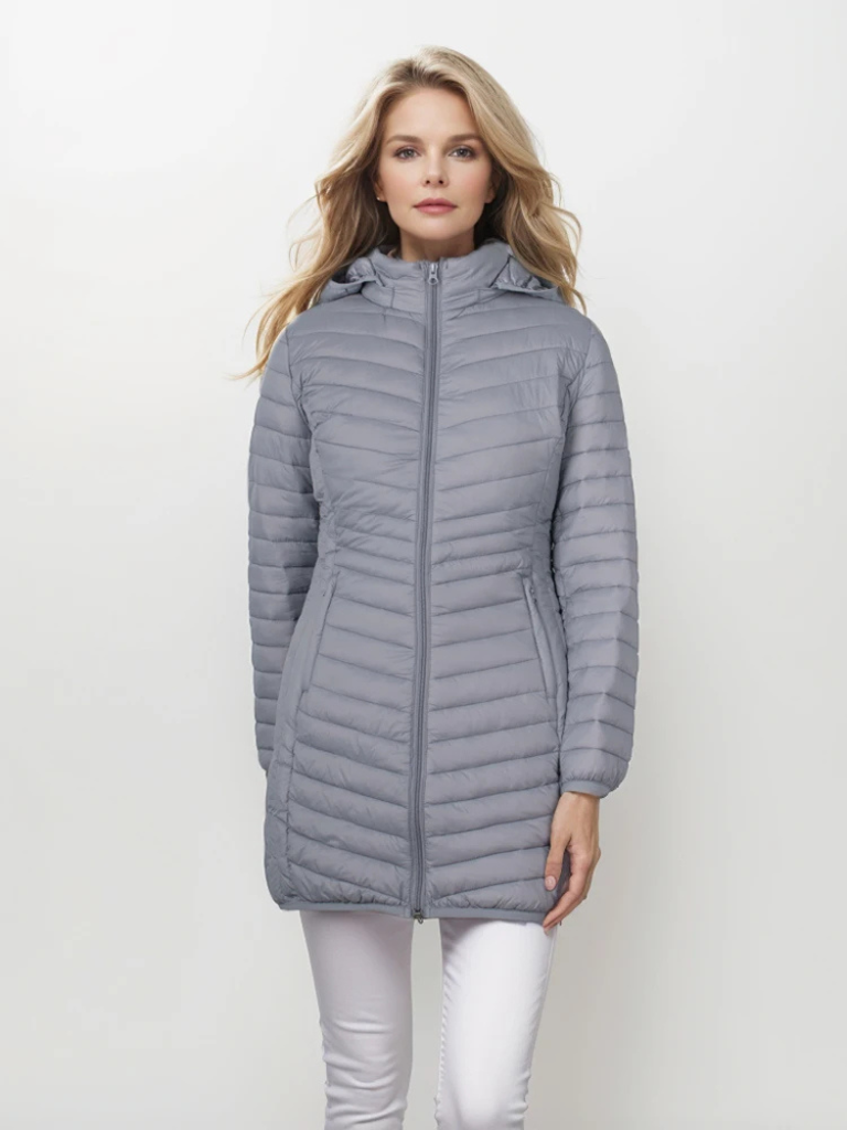 Women's Down Jacket With Hood | With Zipper