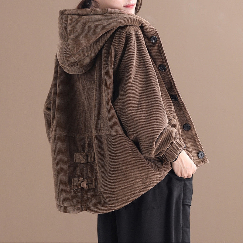 May Giacca Donna in Velluto a Coste – Jacket con Cappuccio, Vestibilità Morbida e Stile Casual