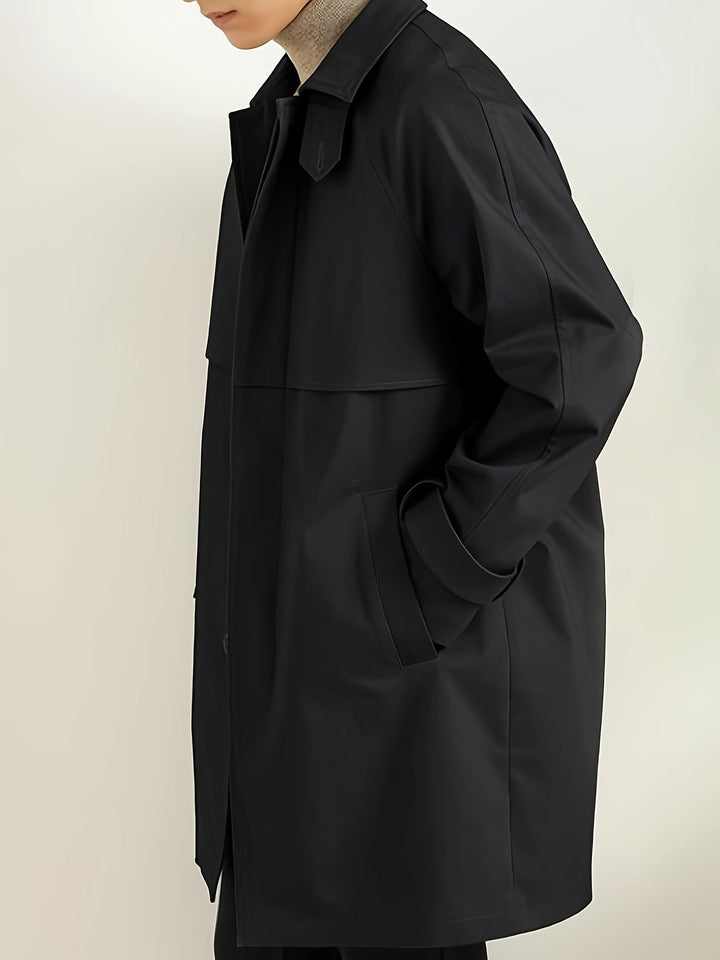 Henry Trench Coat Uomo Classico – Cappotto Elegante Lungo Regular Fit in Cotone Mix