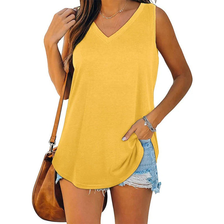 Top Comodo Con Scollo A V Per Donna | Senza Maniche
