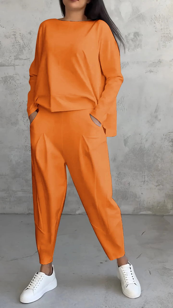 Set Casual Top E Pantaloni Harem Per Donna | Manica Lunga