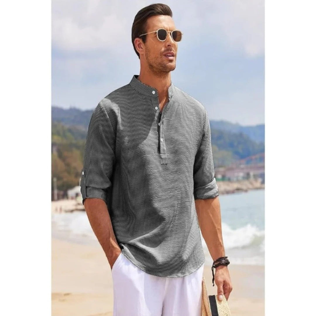Pascal | Camicia Estiva Con Collo Alto Per Uomo | Maniche Lunghe
