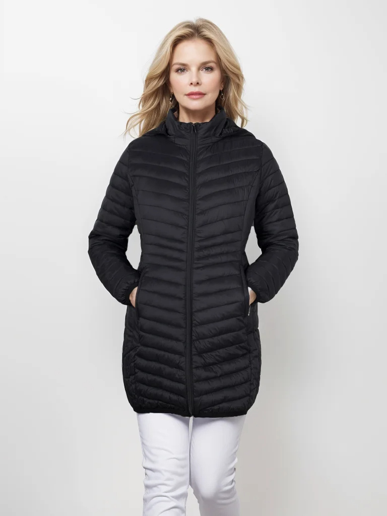 Women's Down Jacket With Hood | With Zipper