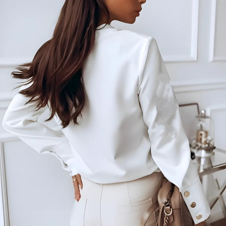 Indira | Elegante Camicia Con Collo Alto Da Donna | Manica Lunga