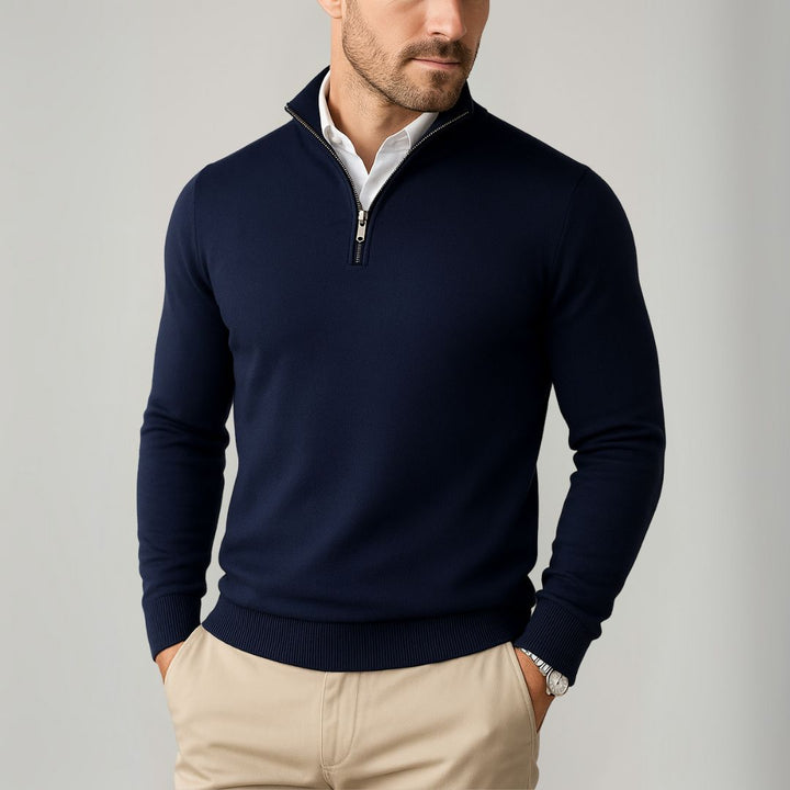 Reymond Maglione Uomo Quarter-Zip in Cotone – Slim Fit Traspirante & Stile Moderno
