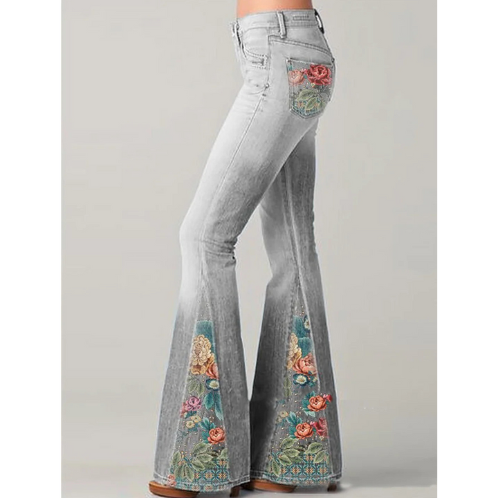 Jeans Da Donna Con Ricamo Floreale | Svasato