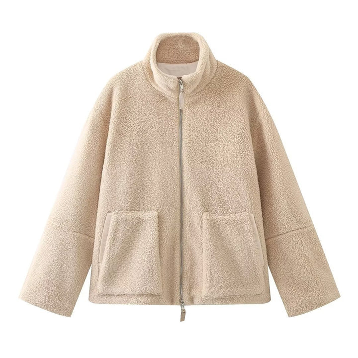 Maya Giacca Teddy Donna – Jacket Morbido e Caldo con Zip, Tasche e Vestibilità Confortevole