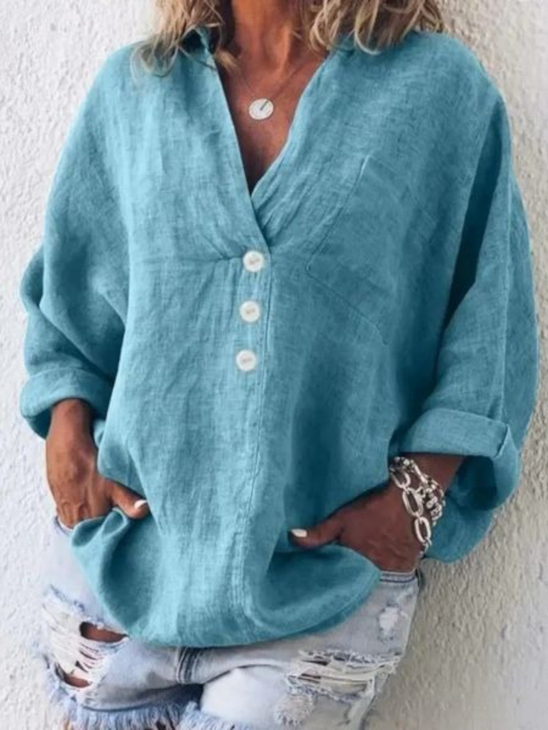 Camicetta Estiva Con Scollo A V Da Donna | Manica Lunga
