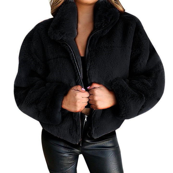 Luna Giacca Teddy Donna Corta – Faux Fur Morbido con Collo Alto e Chiusura a Zip