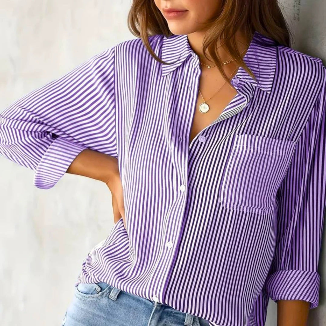 Amélie | Camicia Casual A Righe Da Donna | Manica Lunga